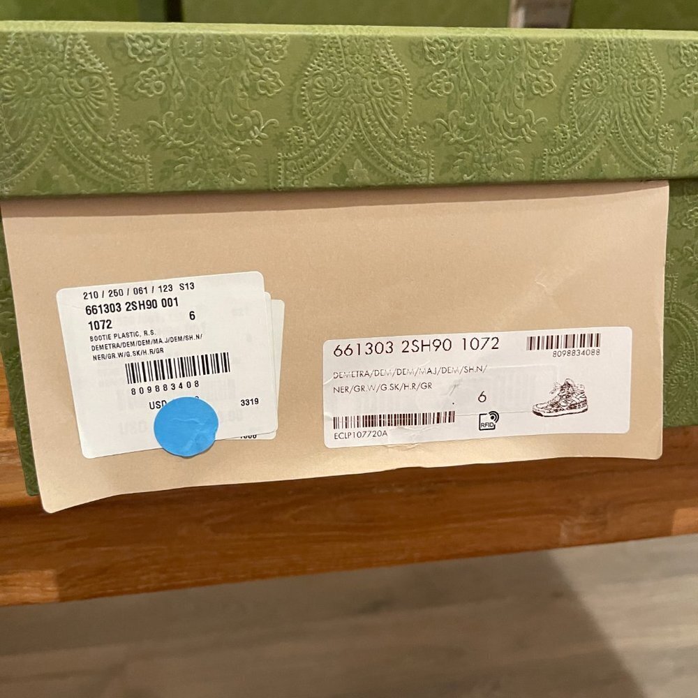 GUCCI  BASKET  "BLACK DEMETRA" MENS HIGH TOP SNEAKER SHOE, SIZE G 6 - Picture 7 of 13